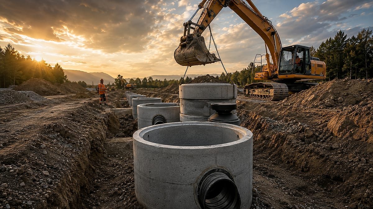 Assainissement — chantier de travaux publics