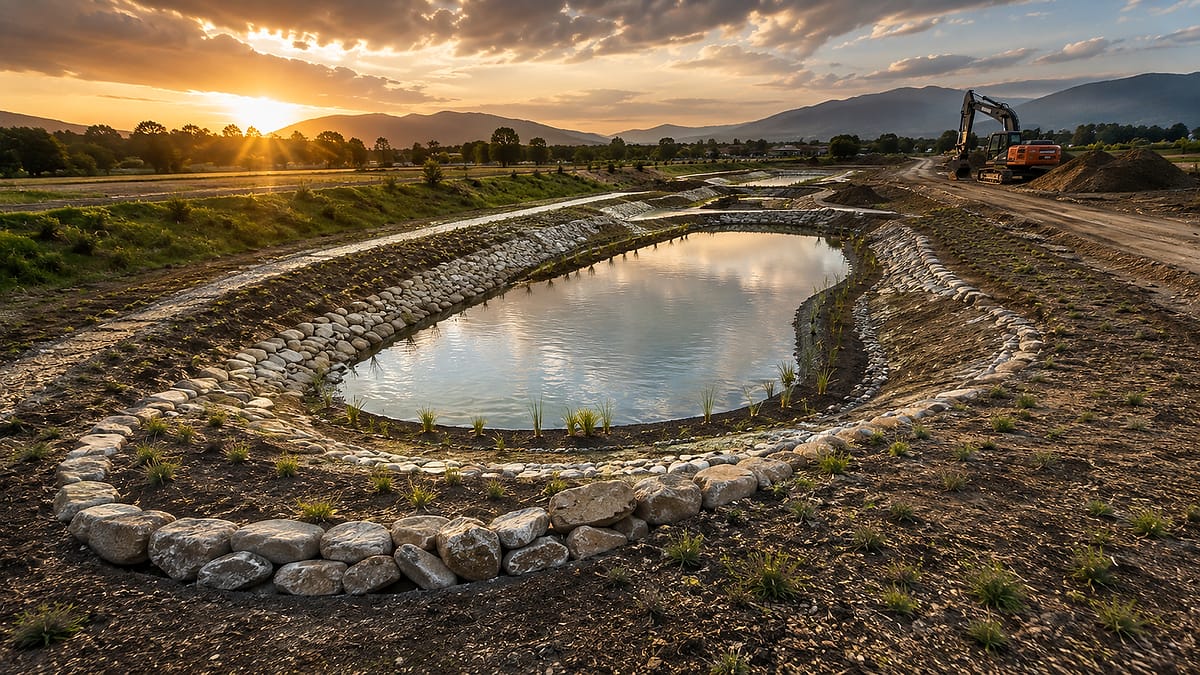 Bassins de rétention — chantier de travaux publics